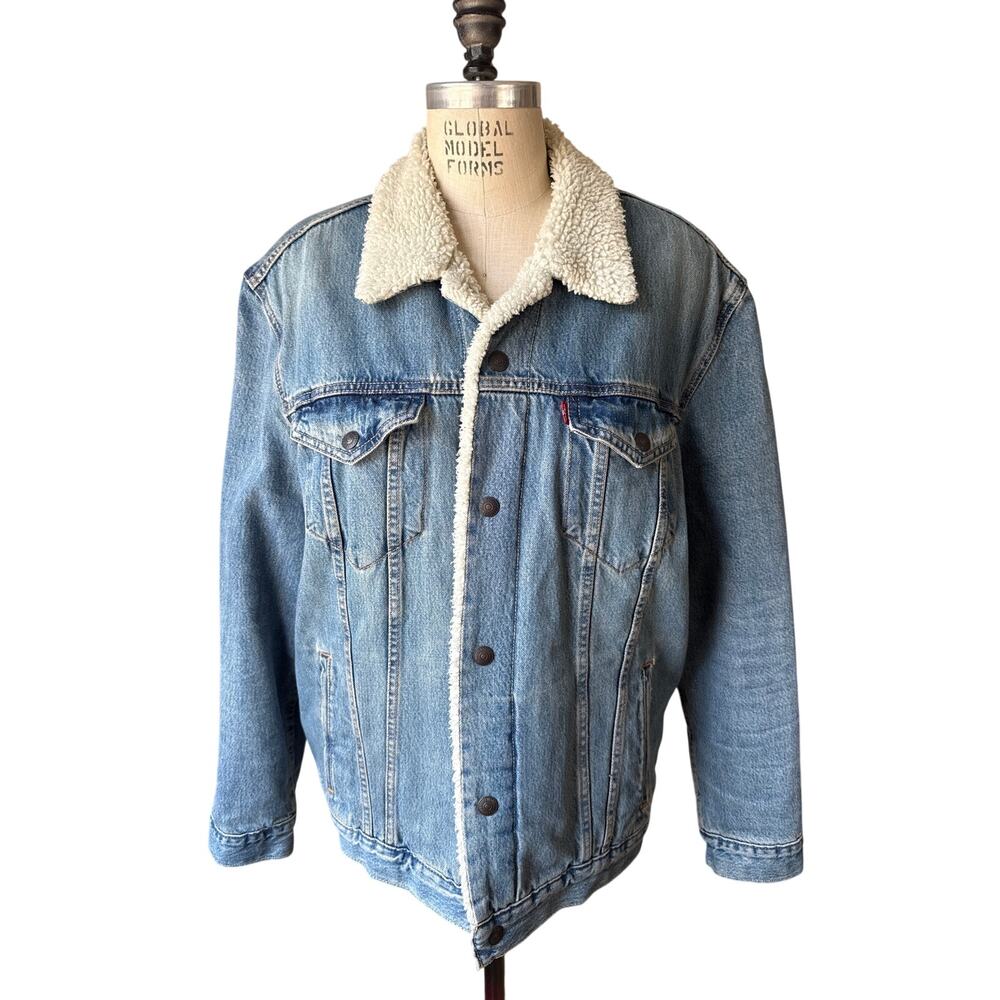 Levi's Men's Fleece Trucker Jean Jacket Blue Size XL XLarge Sherpa